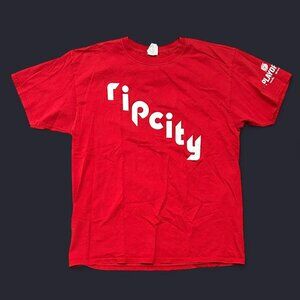 Portland Trail Blazers Red NBA Playoffs Rip City T-Shirt Men's Size Large